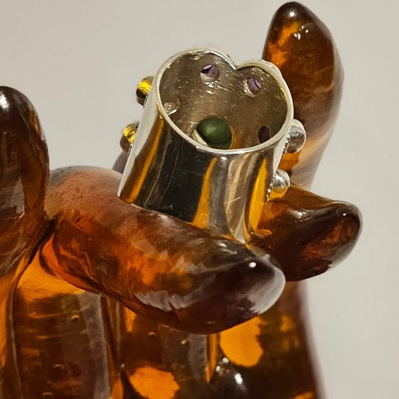 Vintage Chrysocolla & Amethyst Ring - Picture 6 of 8